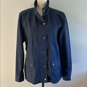 Laura Scott Cotton Utility Jacket in Navy Blue